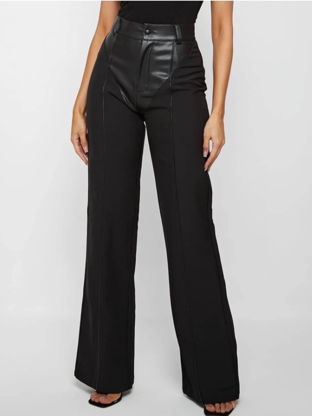 Maniere De Voir Leather Panel Trousers